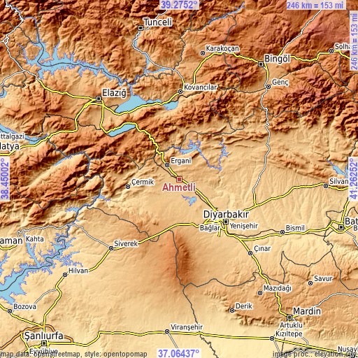 Topographic map of Ahmetli