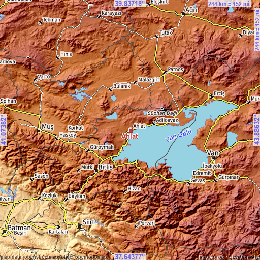 Topographic map of Ahlat