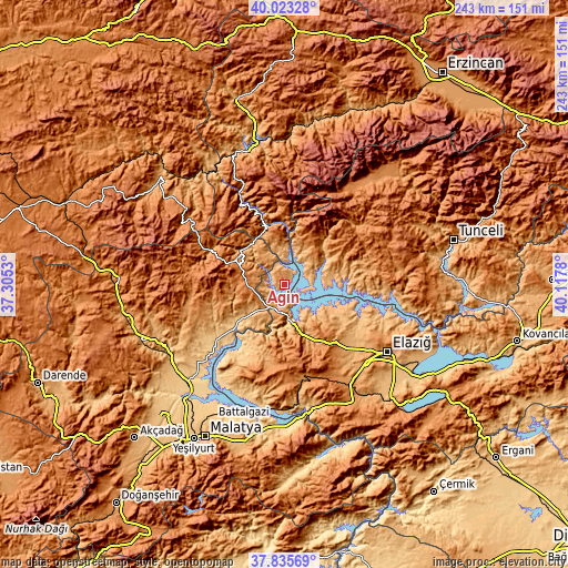 Topographic map of Ağın