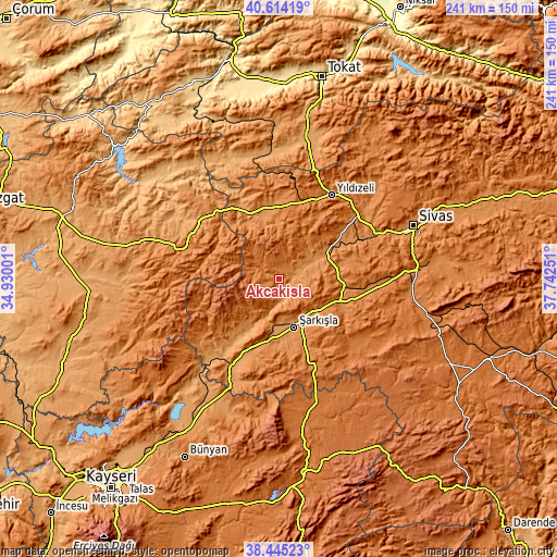 Topographic map of Akcakışla