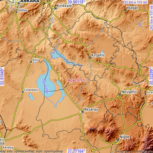 Topographic map of Ağaçören