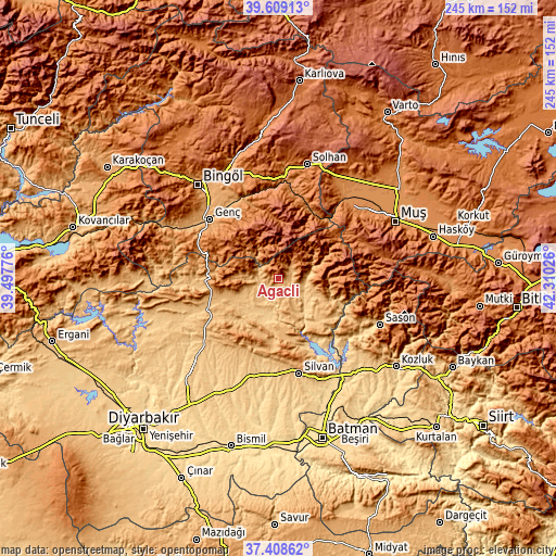 Topographic map of Ağaçlı