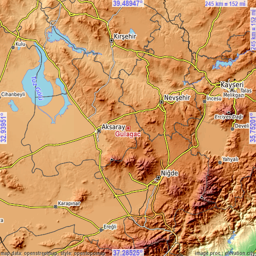 Topographic map of Gülağaç