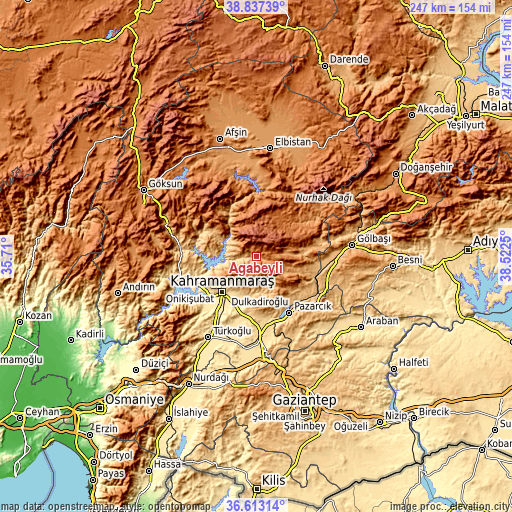 Topographic map of Ağabeyli