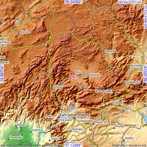 Topographic map of Afşin