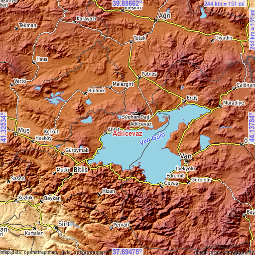 Topographic map of Adilcevaz