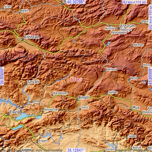 Topographic map of Adaklı