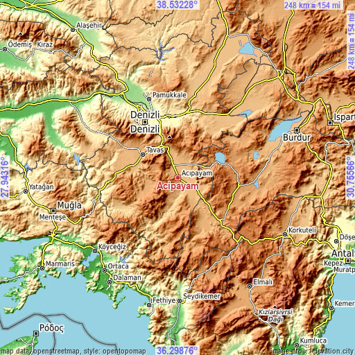 Topographic map of Acıpayam