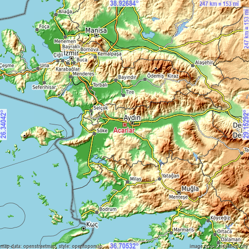 Topographic map of Acarlar