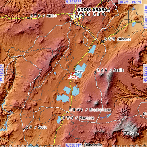 Topographic map of Ziway