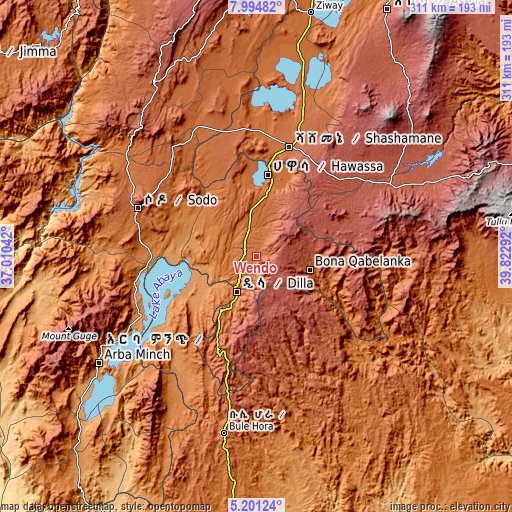 Topographic map of Wendo