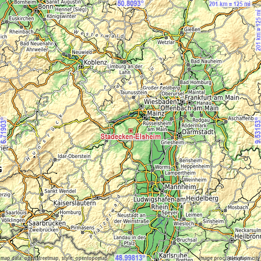 Topographic map of Stadecken-Elsheim