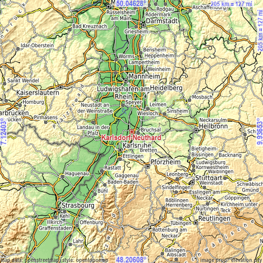 Topographic map of Karlsdorf-Neuthard