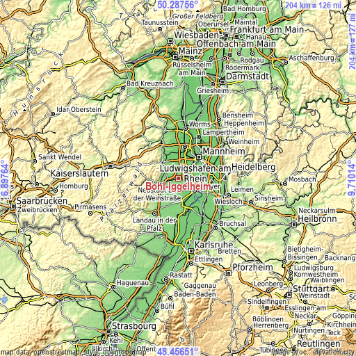 Topographic map of Böhl-Iggelheim
