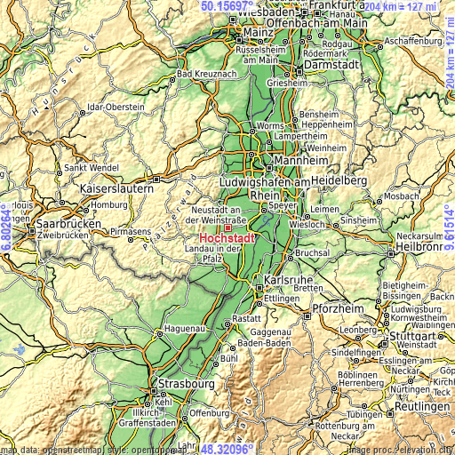 Topographic map of Hochstadt