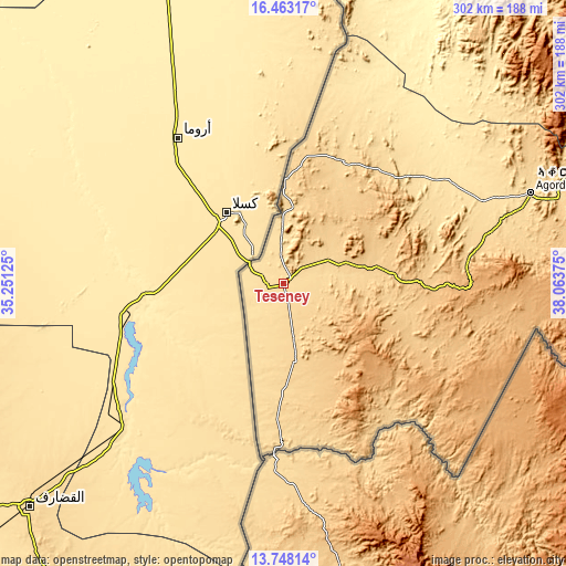 Topographic map of Teseney