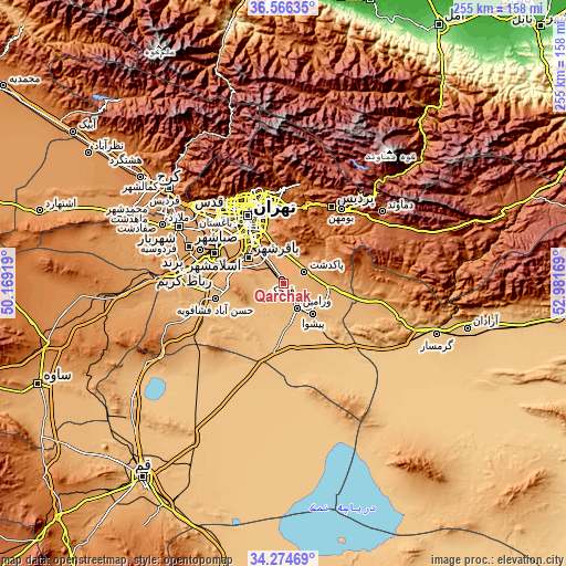 Topographic map of Qarchak