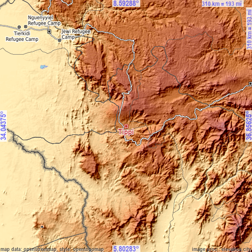 Topographic map of Tippi