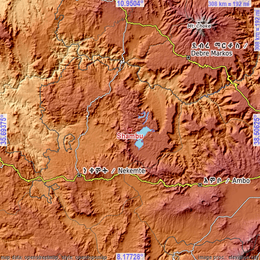 Topographic map of Shambu