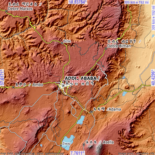Topographic map of Sendafa