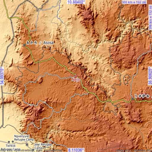 Topographic map of Nejo