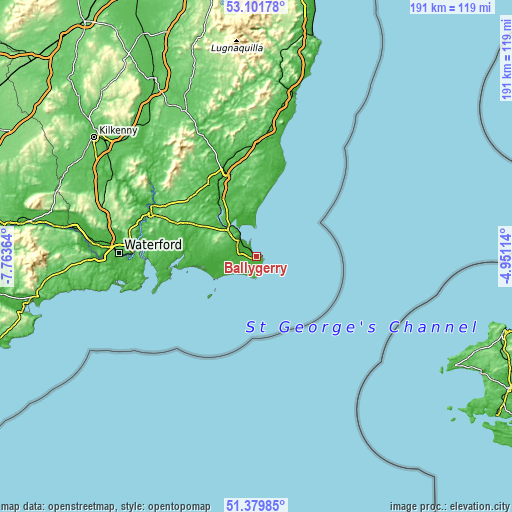 Topographic map of Ballygerry