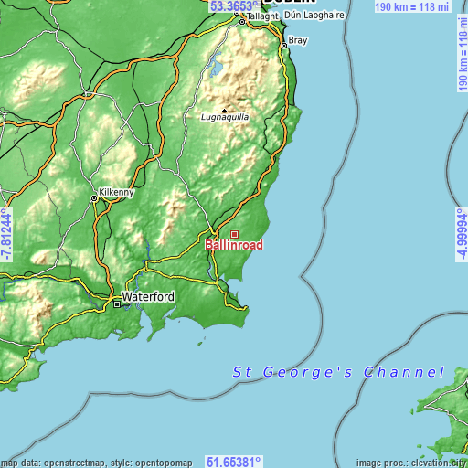 Topographic map of Ballinroad
