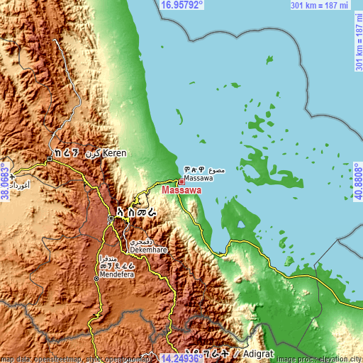 Topographic map of Massawa