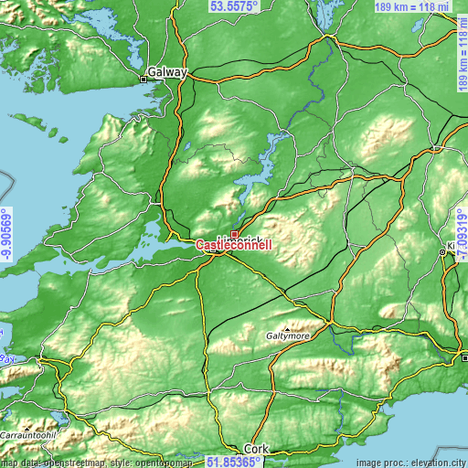 Topographic map of Castleconnell
