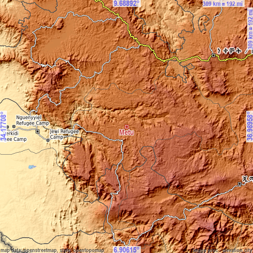 Topographic map of Metu