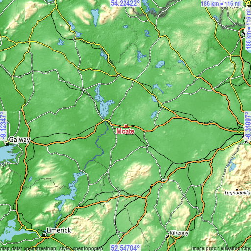 Topographic map of Moate