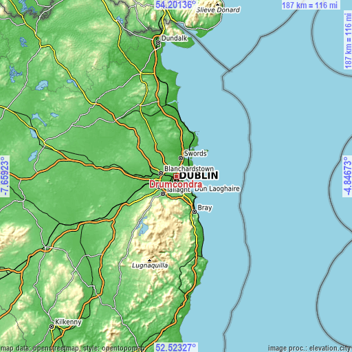 Topographic map of Drumcondra
