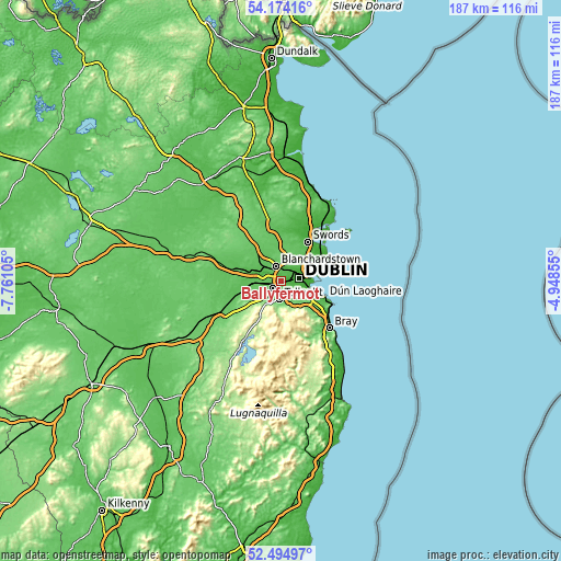 Topographic map of Ballyfermot