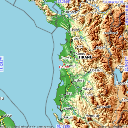 Topographic map of Golem