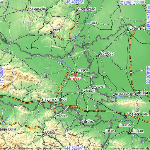 Topographic map of Brijest