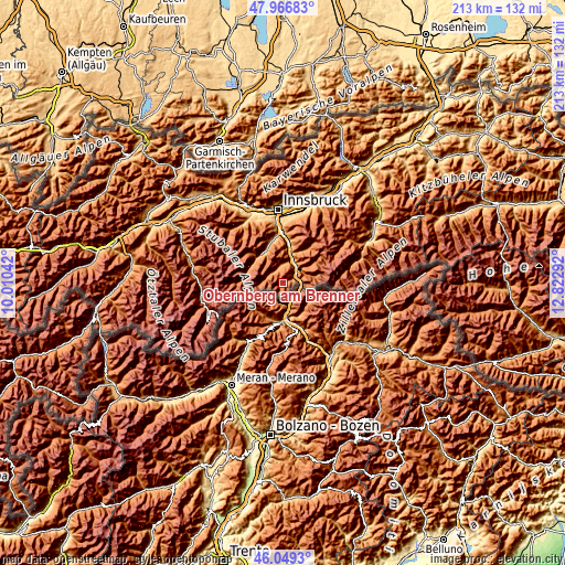 Topographic map of Obernberg am Brenner