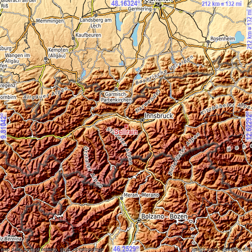 Topographic map of Sellrain