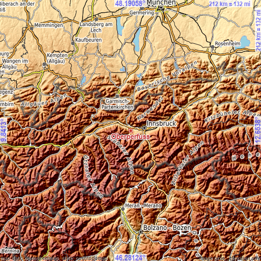 Topographic map of Oberperfuss