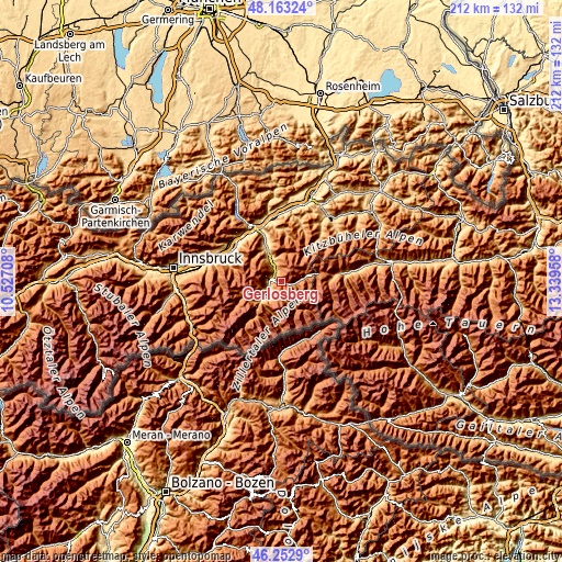 Topographic map of Gerlosberg