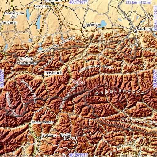 Topographic map of Gerlos