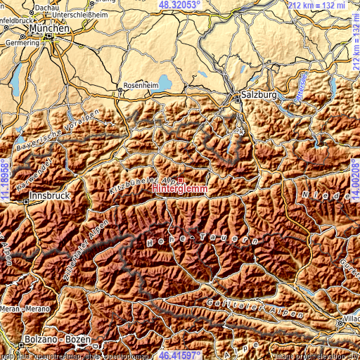 Topographic map of Hinterglemm