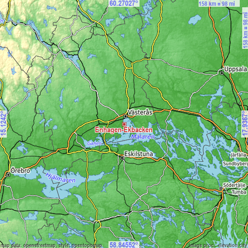 Topographic map of Enhagen-Ekbacken