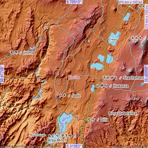 Topographic map of K’olīto