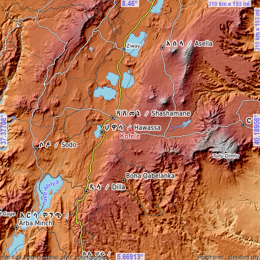 Topographic map of Kofelē