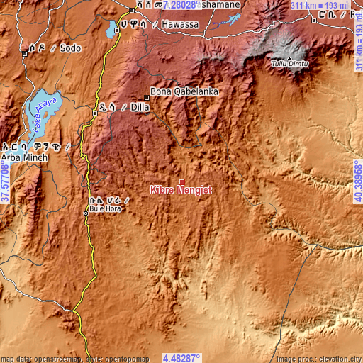 Topographic map of Kibre Mengist