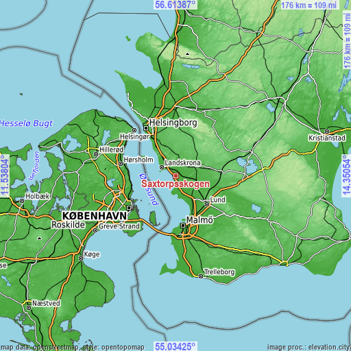 Topographic map of Saxtorpsskogen