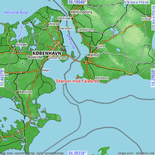 Topographic map of Skanör med Falsterbo