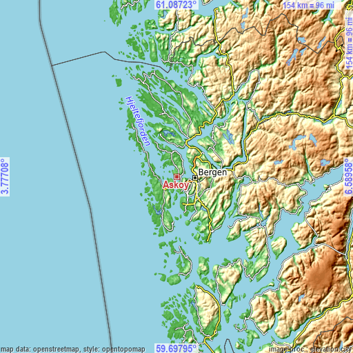 Topographic map of Askøy