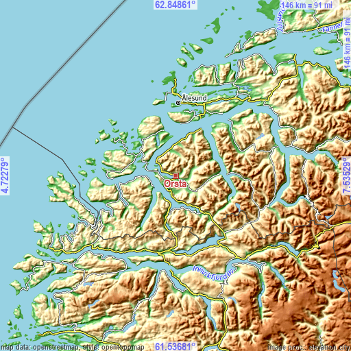 Topographic map of Ørsta