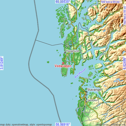 Topographic map of Vedavågen